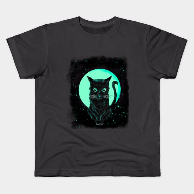 the black cat Kids T-Shirt by anghewolf